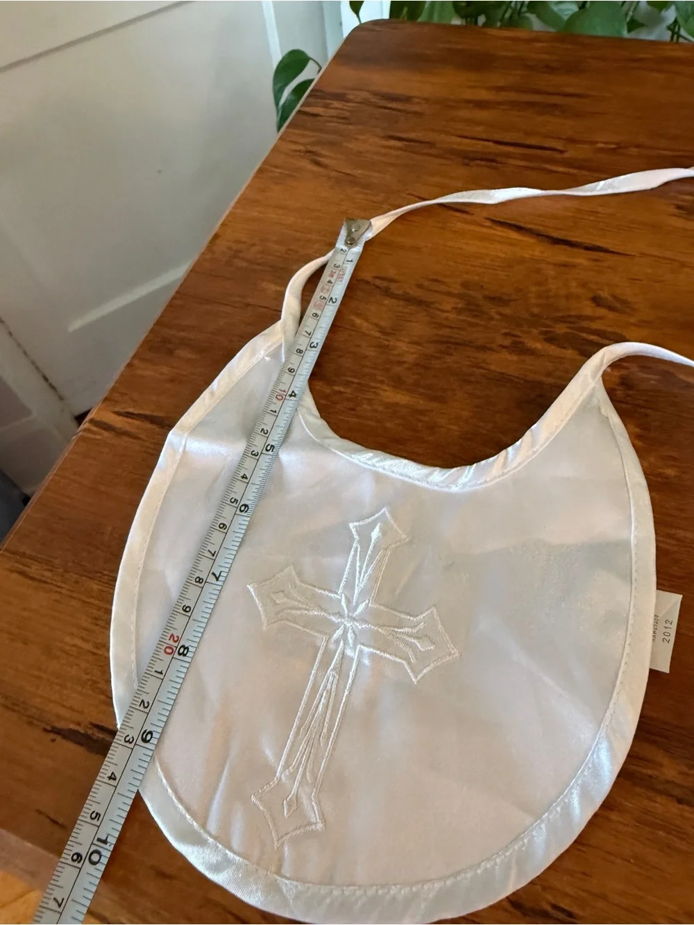 White Kids Bib Embroidered Cross - Baby Accessories vintage Catholic baptism